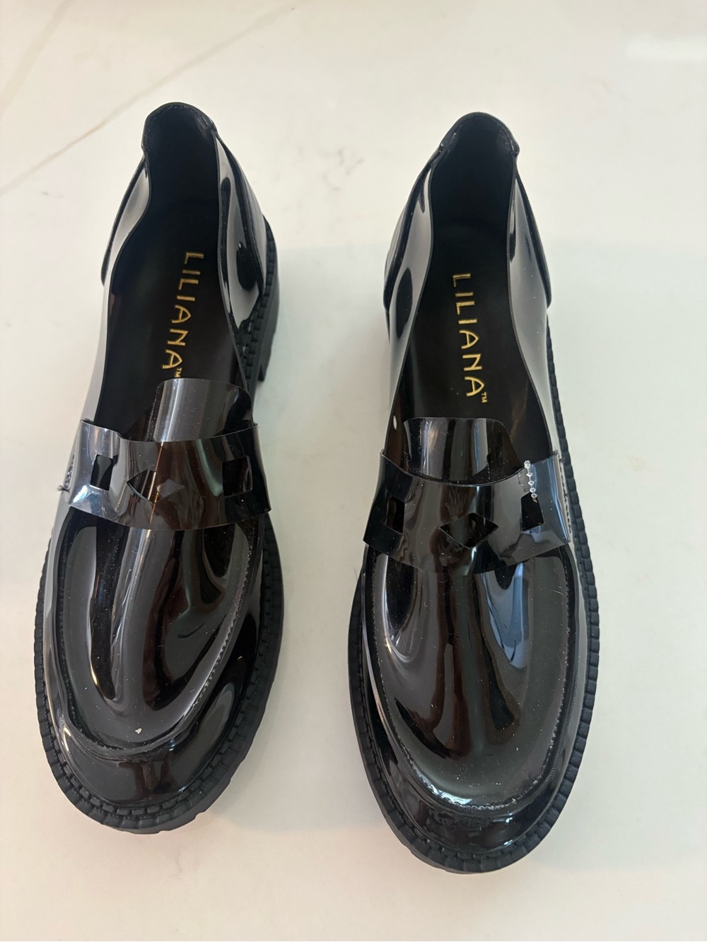Liliana Black Patent Penny Loafers